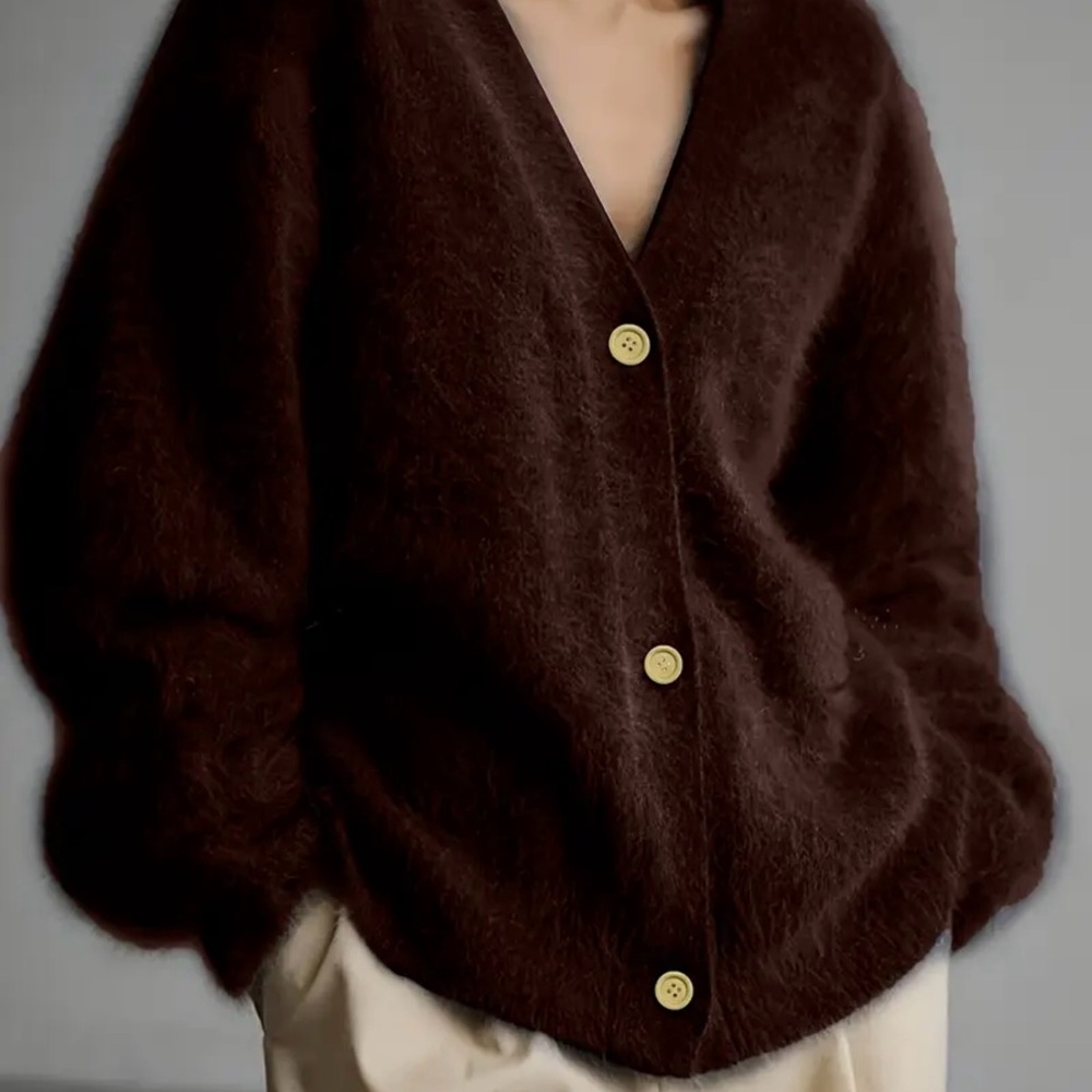 Fuzzy Soft Black Button-Up Cardigan brand new XXL